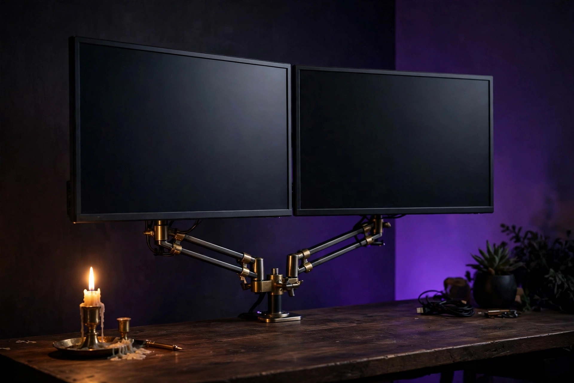 AI-generated image of the VIVO Dual Monitor Stand With Adjustable Arms